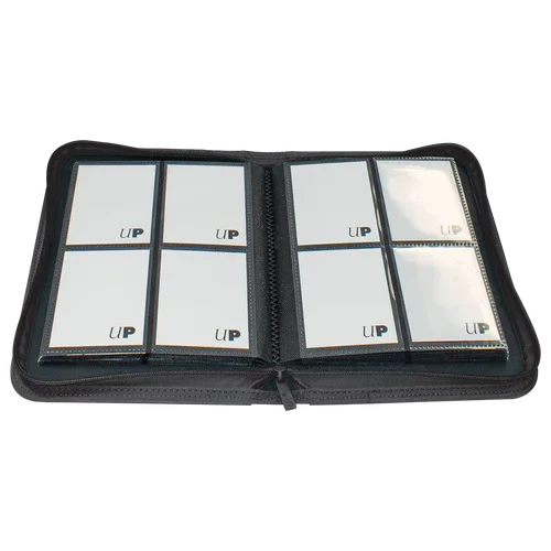 Ultra PRO Vivid 4-Pocket Zippered Binder: Black - TCG Omega