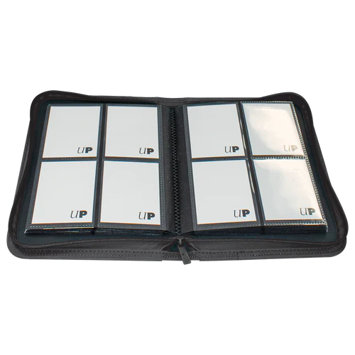 Ultra PRO Vivid 4-Pocket Zippered Binder: Black - TCG Omega